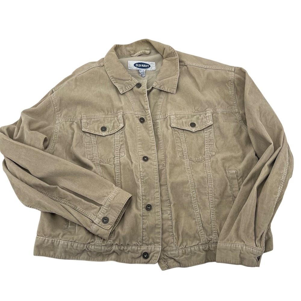 Old Navy Mens XXL Corduroy Trucker Jacket Tan Khaki Cotton Button Front Coat